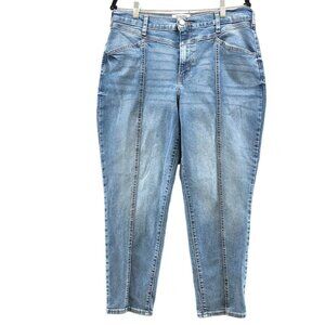 Levi's Denizen Mom Jeans Size 32 Blue Crease Front Ankle High Waisted